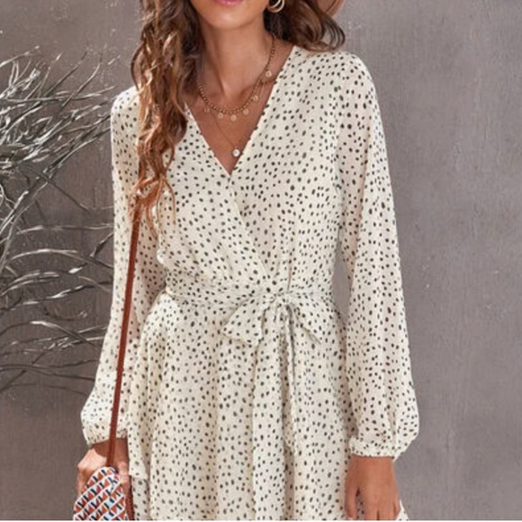 🛍️Charming Charlie Cream and Black Polka Dot Romper - Picture 3 of 9